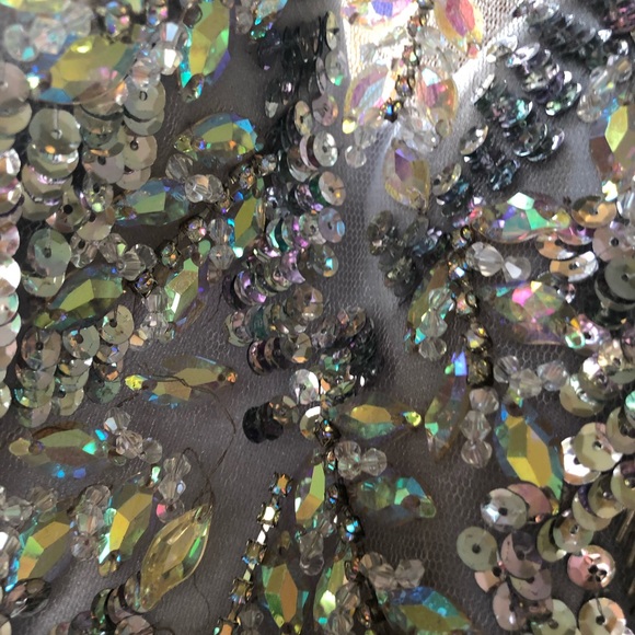 Mon Cheri Silver Sequined Prom Dress - Picture 6 of 10